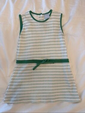 Bella Bliss Girls Green-Trim Striped Sleeveless Knit Dress
